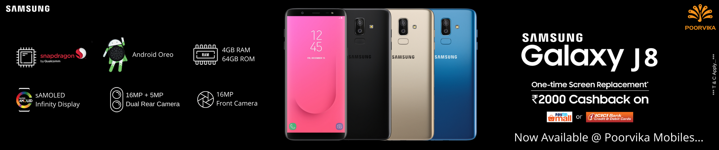 New Samsung Galaxy J8 now available with excited offer on Poorvika Mobiles